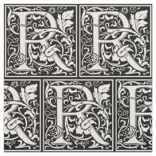 Tissu Lettre R Monogramme médiéval Art Nouveau