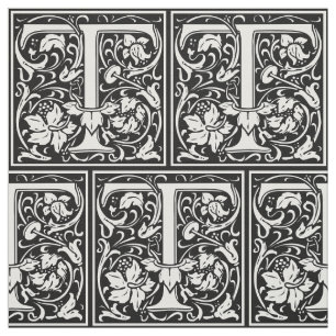 Tissu Lettre T Monogramme médiéval Art Nouveau