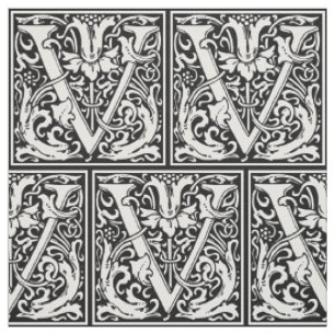 Tissu Lettre V Monogramme Art Nouveau Médiéval