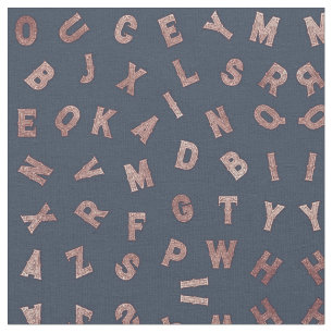 Tissu Lettres Alphabet Rose Or Chic Moderne Typographie