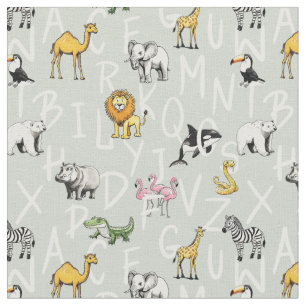 Tissu Lettres de l'alphabet abc bébés animaux comptine a