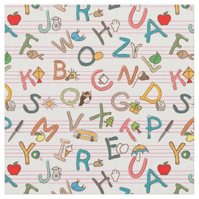 Tissu Lettres et graphiques d'amusement d'alphabet (Fermer)
