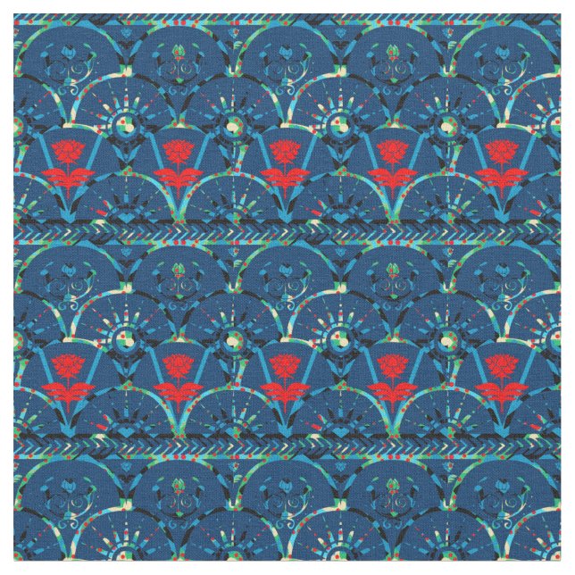 Tissu Lever du soleil d'Aqua Boho foncé | Tsigane modern (Fermer)