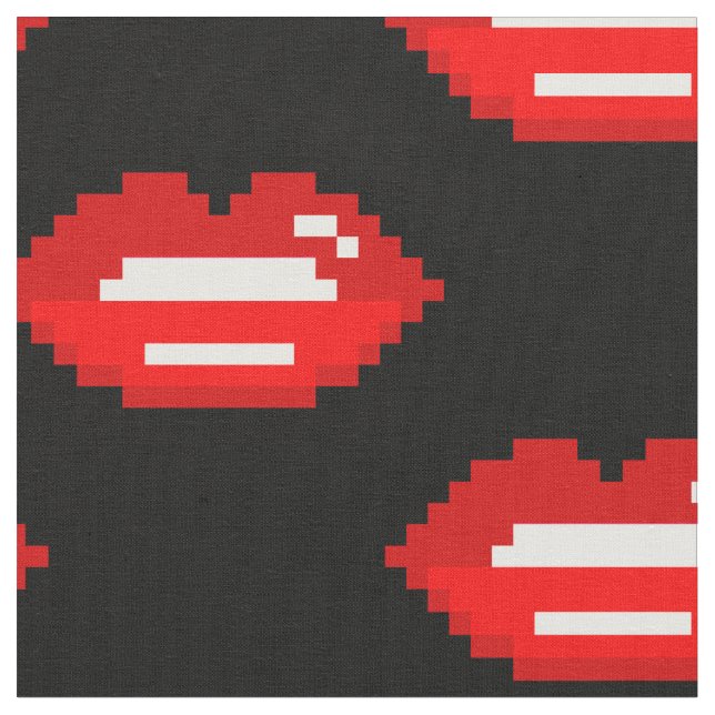 Tissu Lèvres en pixel rouge Design motif do-it-yourself  (Fermer)