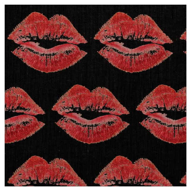 Tissu lèvres rouges baiser imprimer valentines jour écha (Échantillon)