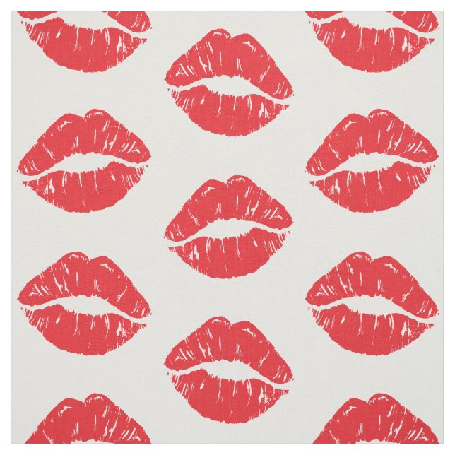 Tissu Lèvres Rouges, Rouge À Lèvres, Baiser, Motif Des L (Échantillon)