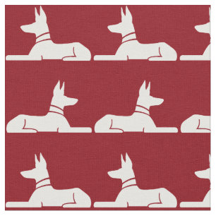 Tissu Lévriers Pharaons Chiens Égyptiens Motif Rouge et
