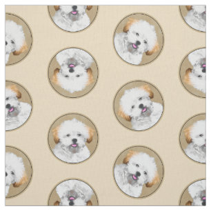 Tissu Lhasa Apso Peinture Chiot Mignonne Art Chien Origi