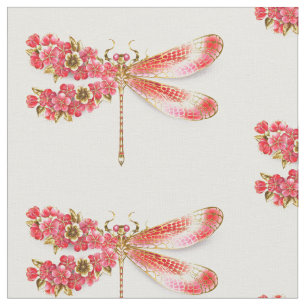 Tissu libellule de fleurs avec sakura de bijoux