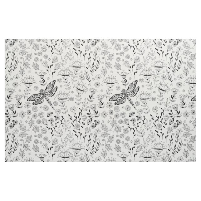 Tissu libellule et fleurs (Fat Quarter)