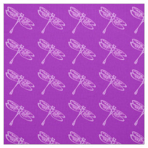 Tissu Libellules, orchidée pâle sur fond violet foncé