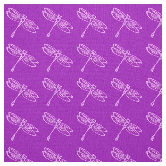 Tissu Libellules, orchidée pâle sur fond violet foncé (Échantillon)