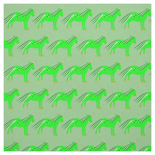Tissu Licorne Irlandaise Verte et Dorée Mignonne (Échantillon)