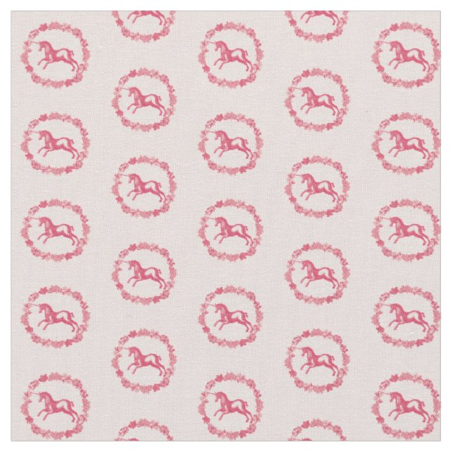 Tissu Licorne rose et fleurs (Fermer)