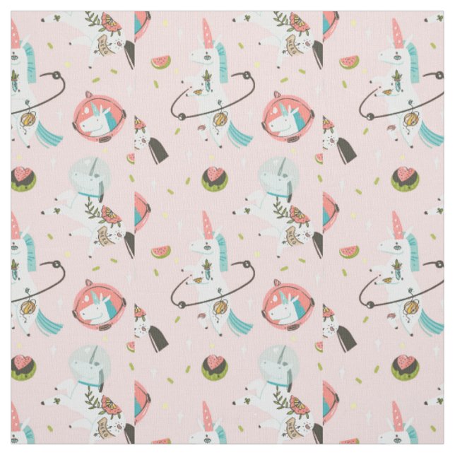 Tissu Licornes dans le motif de l'espace (Échantillon)