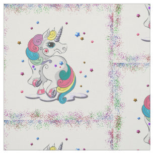 Tissu Licornes et parties scintillantes d'arc-en-ciel