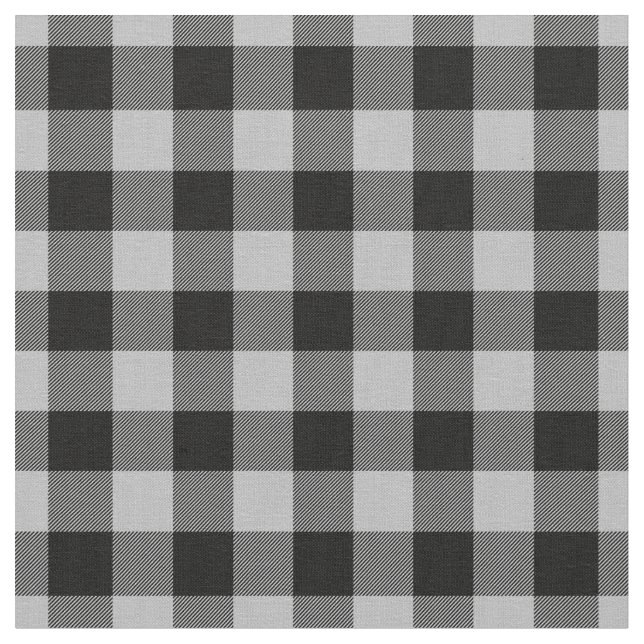 Tissu Light Grey & Black Plaid Gingham (Fermer)