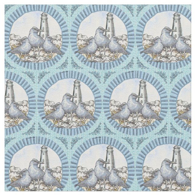 Tissu Lighthouse de Gulls (Fermer)