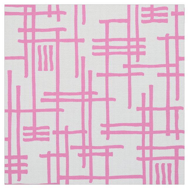 Tissu Lignes Abstraites 120923 - Rose sur Blanc (Échantillon)