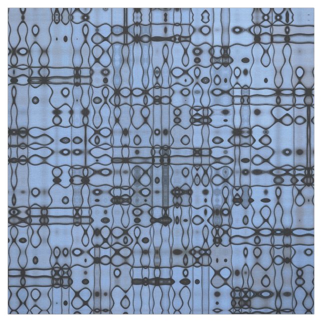 Tissu Lignes abstraites noires et de bleu (Échantillon)