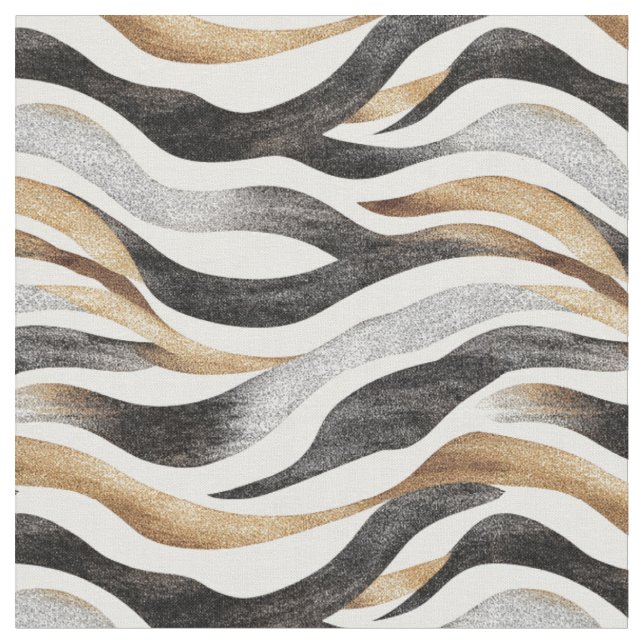 Tissu Lignes Abstraites noires / or / blanc (Fermer)