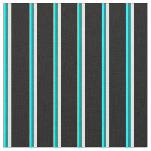 Tissu Lignes Aqua, Turquoises, blanches et noires