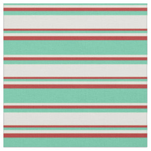 Tissu Lignes Aquamarine, Jaune clair et Rouge