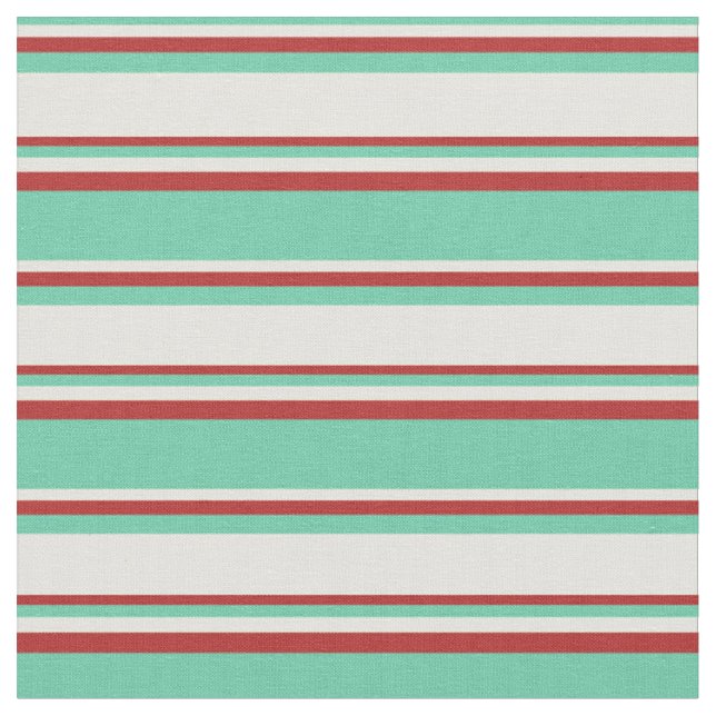 Tissu Lignes Aquamarine, Jaune clair et Rouge (Fermer)