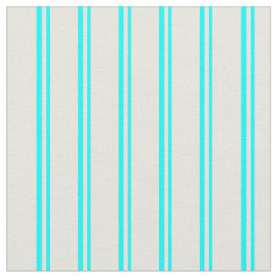 Tissu Lignes/bandes de couleur cyan et beige Motif