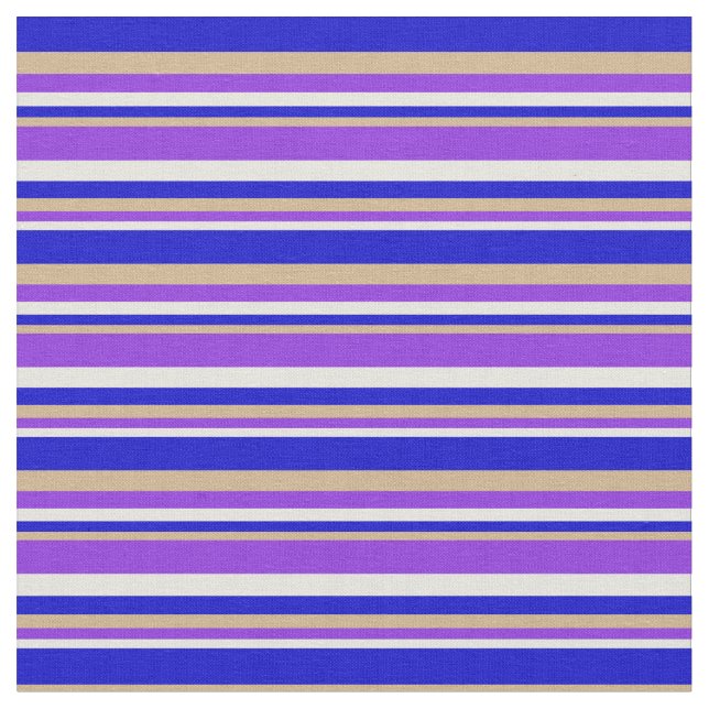 Tissu Lignes beige, violet, tan et bleu (Fermer)