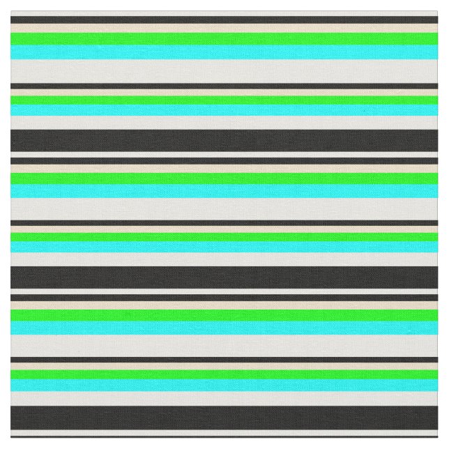 Tissu Lignes blanches, noires, bronzées, citron vert et  (Fermer)