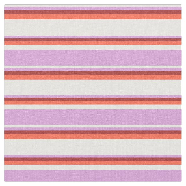 Tissu Lignes blanches, prunes, Brown et rouges (Fermer)