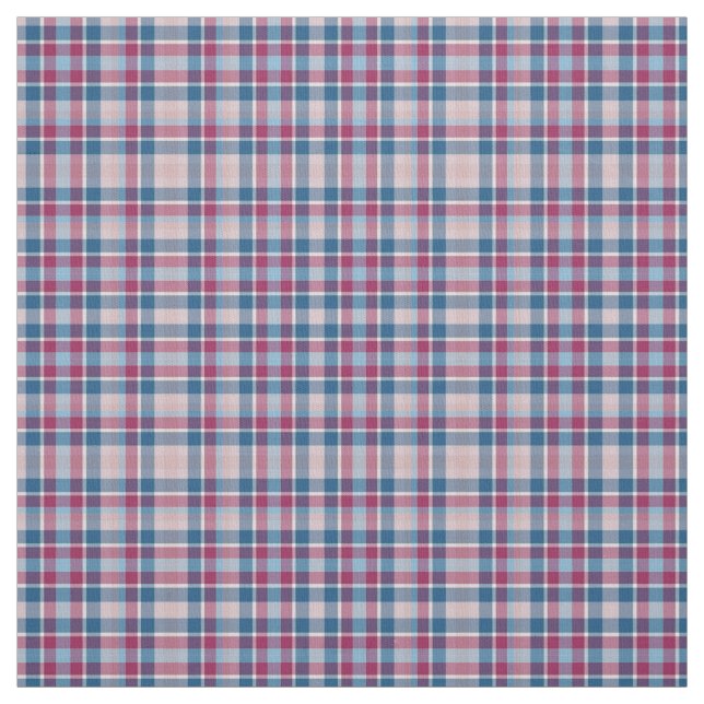 Tissu Lignes blanches, rouges et bleues Plaid Motif (Échantillon)