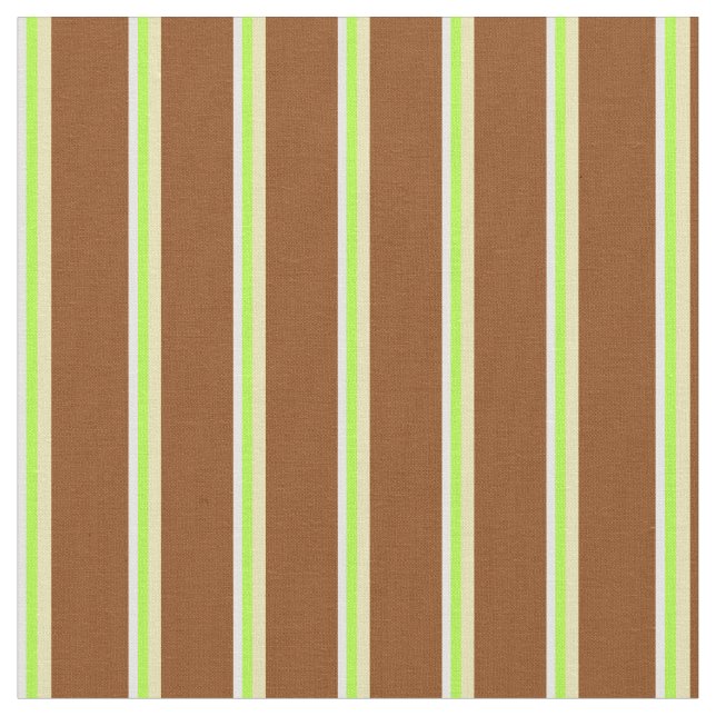 Tissu Lignes blanches, vert clair, bronzées et Brown (Fermer)