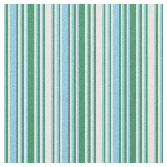 Tissu Lignes blanches, vertes et bleues Sky (Fermer)