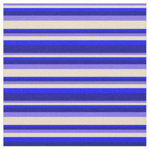 Tissu Lignes bleu ardoise moyenne, bronzée, bleue et ble