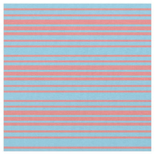 Tissu Lignes bleu ciel et corail clair (Fermer)