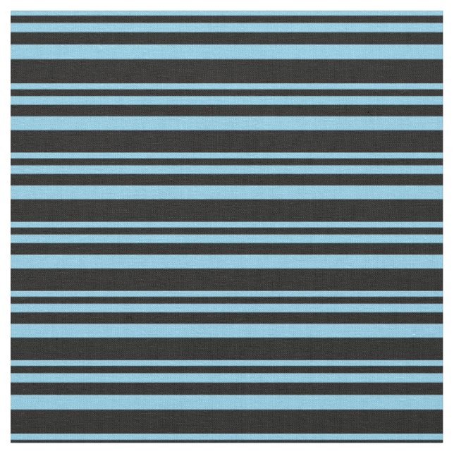 Tissu Lignes bleu ciel et noir (Fermer)