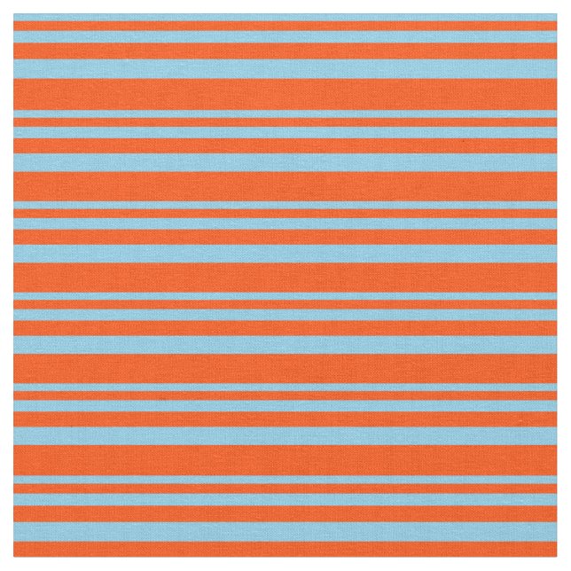 Tissu Lignes bleu ciel et rouge (Fermer)