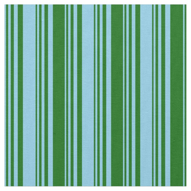 Tissu Lignes bleu ciel et vert foncé (Fermer)