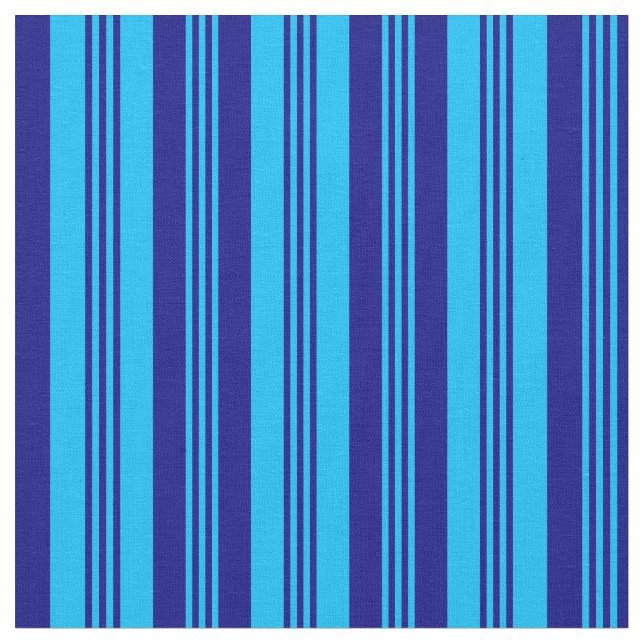 Tissu Lignes bleu ciel profond et bleu (Fermer)