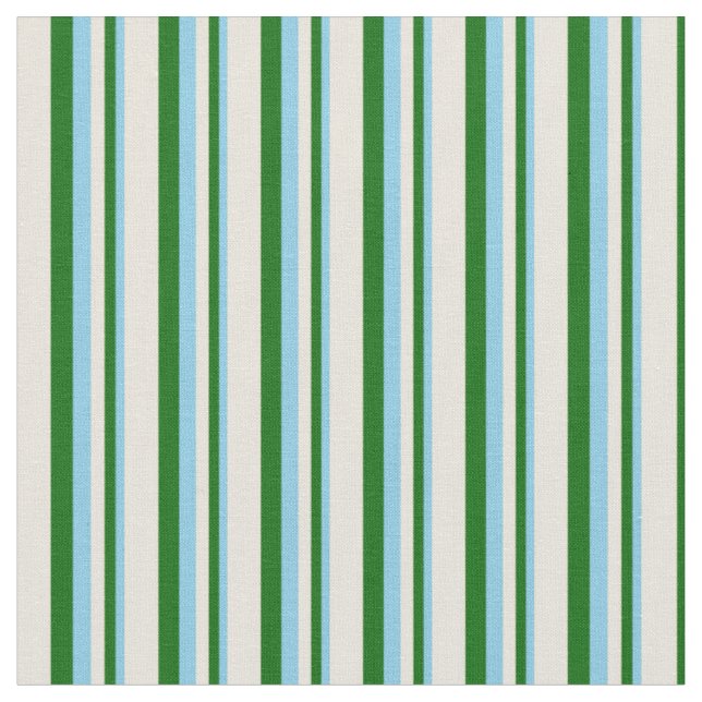 Tissu Lignes bleu ciel, vert foncé et beige (Fermer)