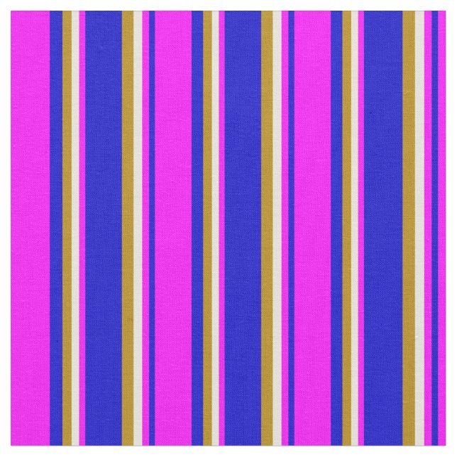 Tissu Lignes bleu, Fuchsia, beige et or foncé (Fermer)