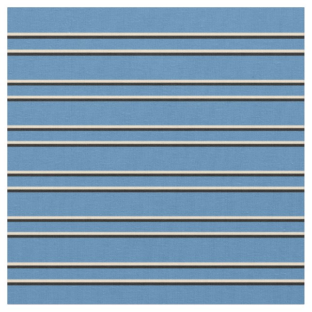Tissu Lignes bleues, bronzées et noires (Fermer)