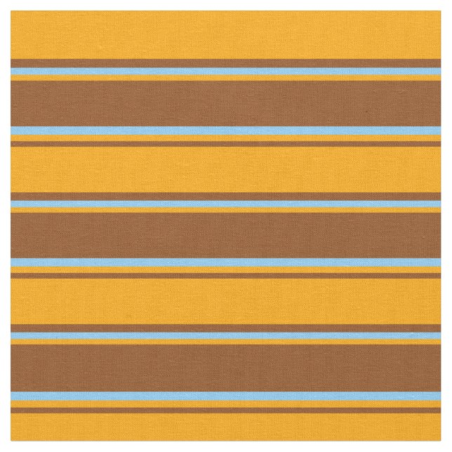 Tissu Lignes bleues Brown, orange et ciel clair (Fermer)