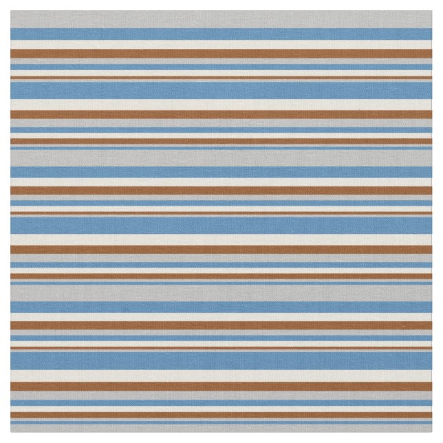 Tissu Lignes bleues, grises, Brown et beiges (Fermer)