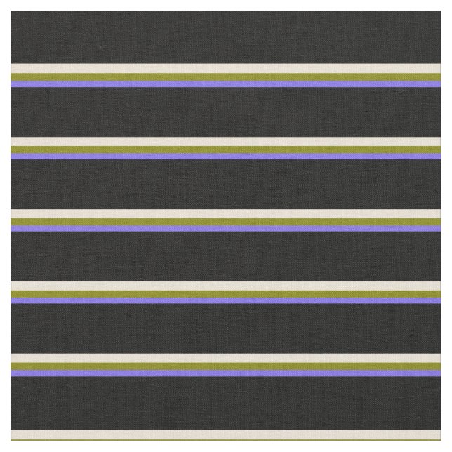 Tissu Lignes bleues, vertes, bisques et noires (Fermer)