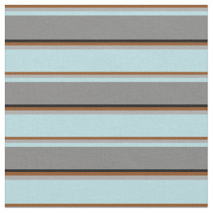 Tissu Lignes Brown, Gris foncé, Bleu Poudre, Gris et Noi