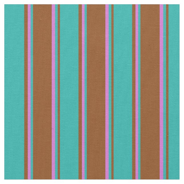 Tissu Lignes Brown, vert de mer claire et orchidée (Fermer)