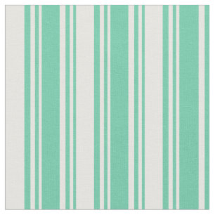 Tissu Lignes colorées Aquamarine & Crème à la menthe